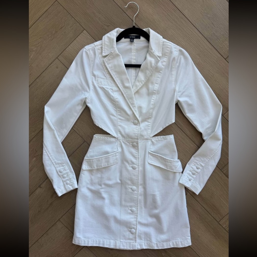 REVOLVE- AFRM White Button-Up Jean Dress